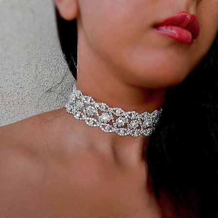 Rhinestone Choker Halskæde Smykker Justerbare Halsbånd Sølv Chokers Til Kvinder Og Piger