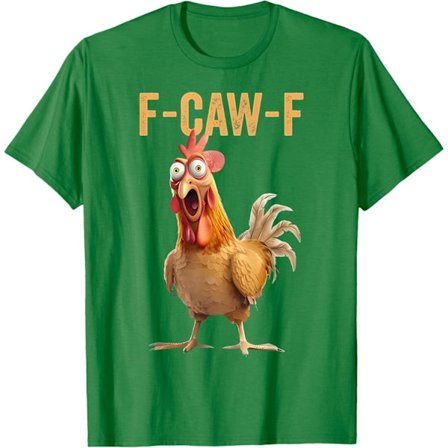 Rolig T-shirt med kycklinghumor F-Caw-F grön[GKS]
