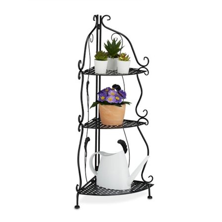 Hörnhylla i metall med 3 hyllplan