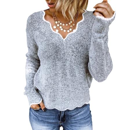 Höst Vinter Dam V-ringad Stickad Söt Pullover Tröja Lös