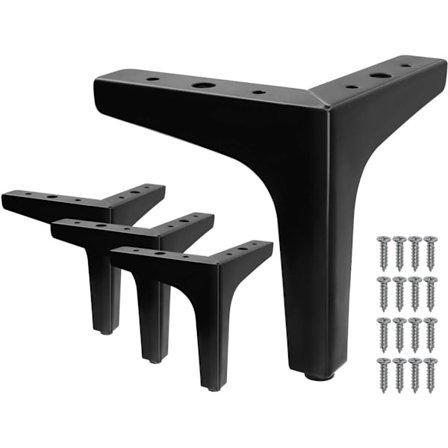 Moderna Svarta Metallbordsben - 4-pack 15 cm Triangulära Möbelben Kompatibla med Matbord Skåp Soffa Fåtölj - Matt Svart 15x15cm