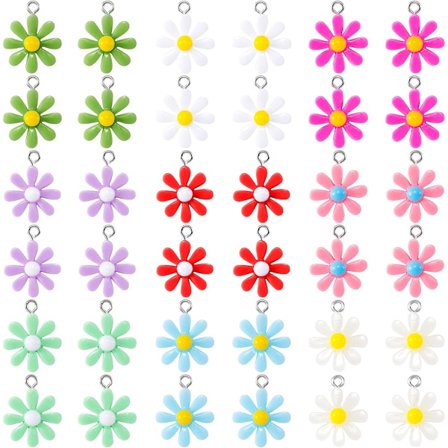 36 KPL Hartsi Kukka Riipuskorut Korujen Valmistukseen, Naisten Kukka Riipukset, Akryyli Söpöt DIY Korutarvikkeet Kaulakoruihin, Rannekoruihin, 