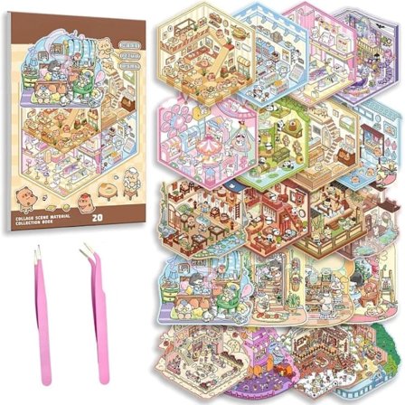 Lollanda 20-pak DIY 3D husklistermærker til børn og voksne – kreativ afslapning med pincet