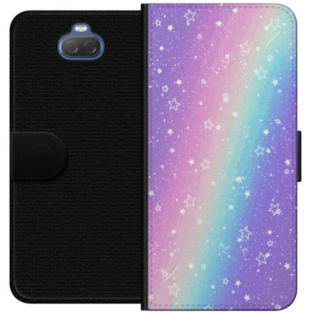 Kompatibel Tegnebogsetui til Sony Xperia 10 Rainbow-farvet pastelbaggrund med hvide stjerner og glitrende prikker i blød overgang