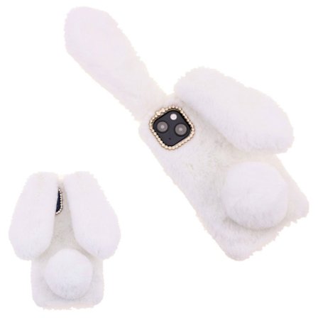 Fluffy Rabbit iPhone 13 Mini skal - Vit