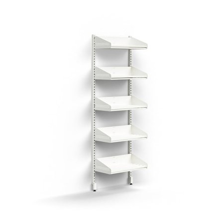Skohylle ENTRY, grunnseksjon, vegghengt, 5 skohyller, H1800 B600 D300 mm, hvit