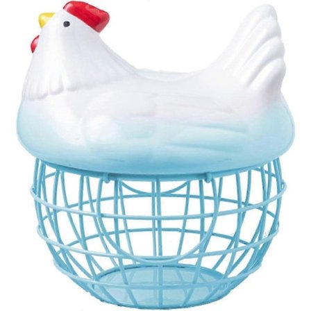 Eggkurv i metalltråd i bondestil, kreativ kurv for innsamling av hønseegg, hønseeggholder for innsamling av ferske egg