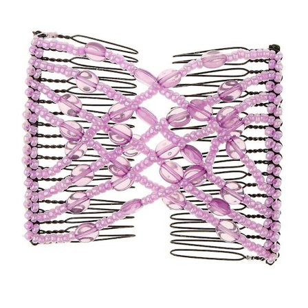 Strækbar Dobbelt Hårkam Clip Sløjfe Perler Dobbelt Clip Hårtilbehør Blå
