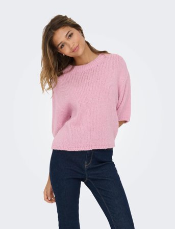 JDY Jdylinea S/S Pullover O-Neck Knt Noos - Pink - XL