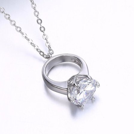 Sterling Silver Halsband Mode Mini Diamond Ring hänge söt Boutique Necklac