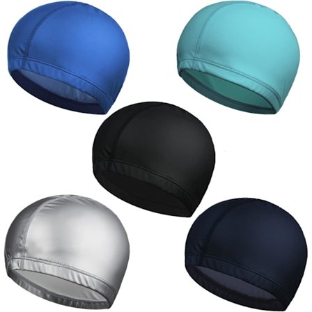 5-pak Unisex Badehætter PU Vandtæt Stof Elastisk Badehætte til Voksne
