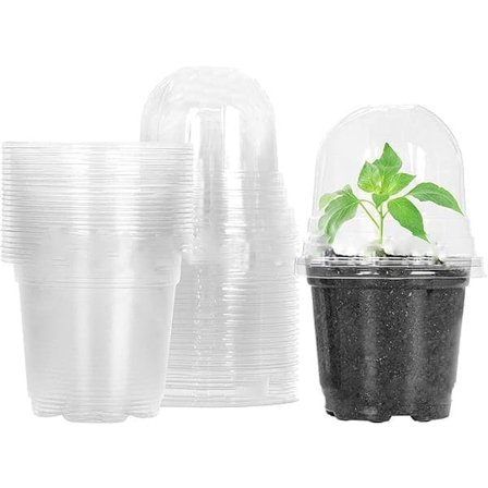10-pak Transparenta Dyrkningspotter med Låg – Isolerede Plastpotter til Frø, Blomster & Planter