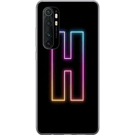 Kompatibelt Mobildeksel til Xiaomi Xiaomi Mi Note 10 Lite Minimalistisk neonbokstav H i fargeskiftende lys mot svart bakgrunn med moderne typografisk