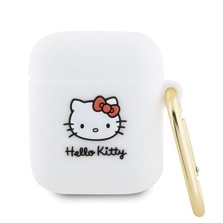Hello Kitty 3D Kitty Head-etui i silikon for AirPods 1/2 - hvit