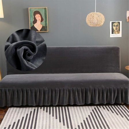 Ärmlöst sammet svart futonöverdrag med volangkjol higly Str