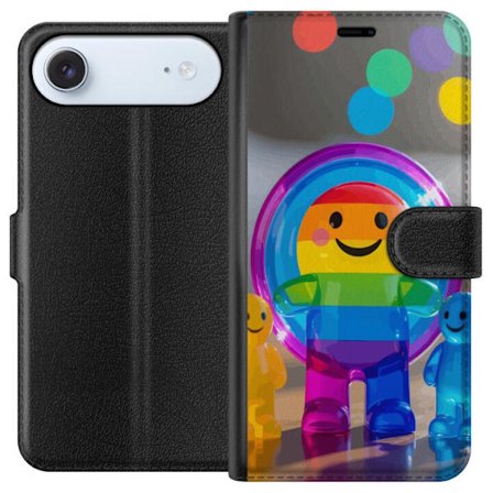 Kompatibel Tegnebogsetui til Apple iPhone 17 Air Pastelfarvet enhjørning med regnbue manke og store øjne i et eventyrligt vintermiljø.