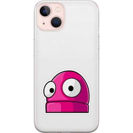 Yhteensopiva Puhelinkuori Apple Apple iPhone 13 Pinkki sarjakuvahahmo suurilla silmillä leikkisässä ja humoristisessa tyylissä