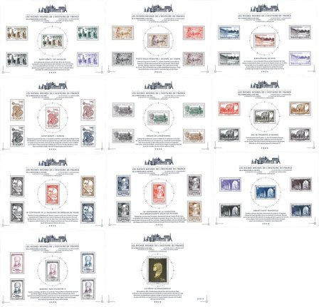 Frankrig - De rige timer i Frankrigs historie - 2024 - Postfrisk sæt á 11 miniark.