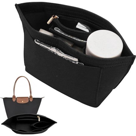 ING Håndveskeorganisering Bag in Bag 7 Rom Veskeorganisering 28 X 25 X 17 Cm Tote Bag Organizer Multi-posisjon Veskeorganisering Filt for Stor Svart