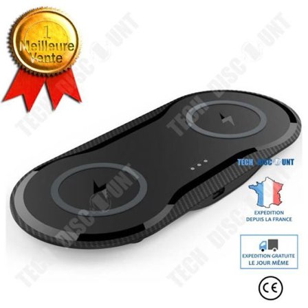 Langaton laturi - TECH DISCOUNT - iPhone 12 - 15W - Lataus kahdelle puhelimelle - LED-ilmoitus