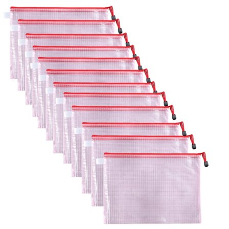 12 kpl B5 läpinäkyviä vetoketjullisia arkilaukkuja