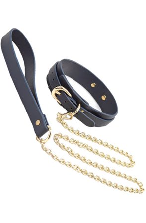 Kjøp Bondage Couture Collar & Leash Blue - Bondagehalsbånd & bånd | God pris