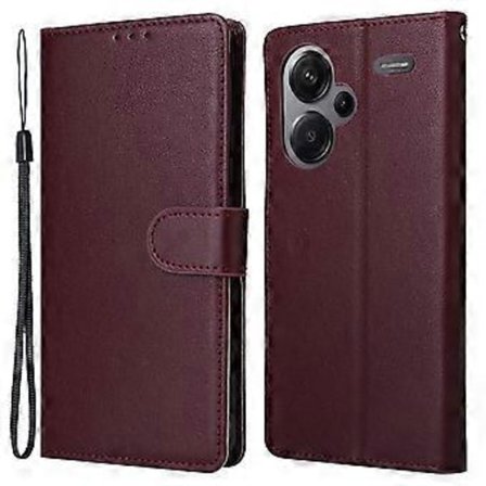 För Xiaomi Redmi Note 13 Pro+ 5G Fodral PU Läder Ställ Telefonskal med 3 Kortplatser (Vinröd)