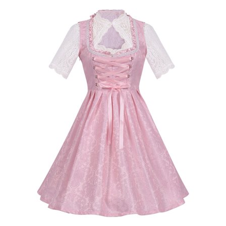 2025 Oktoberfest Dame Ny Kort Erme Blonde Kontrastfarge Kjole Tjenestepike Drak Bekledning