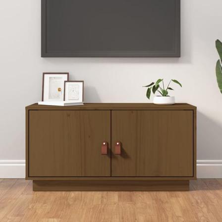 Vidaxl Tv-bänk Honungsbrun 80x34x40 Cm Massiv Furu Brun
