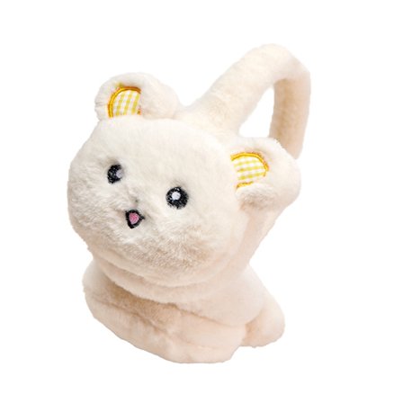 Varme Bløde Plys Ørevarmere til Børn Vinter Ørevarmere til Drenge og Piger Udendørs med Fodboldtema Hvid