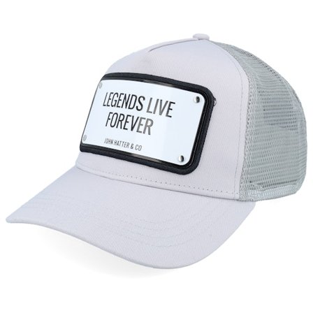 John Hatter & Co - Grey trucker Czapka Z Daszkiem - Legends Live Forever Aluminium Grey A-Frame Trucker @ Hatstore