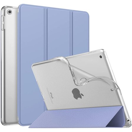 Etui til iPad 9/8/7. generation 2021/ 2020/2019, Blødt Gennemsigtigt TPU Frostbagpanel Slank iPad 10,2 tommer Etui med Stativ, Automatisk Vågen/Søvn