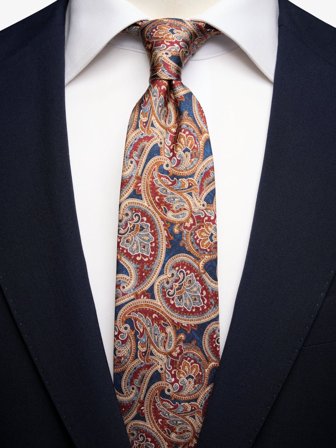 John Henric Men's Blaue Krawatte Paisley Size 7,5