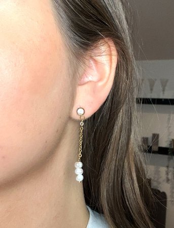 Pipol's Bazaar Mint Trio Pearl Dangle Ear - Gold - ONE SIZE