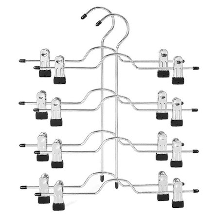 4-etagers buksebøjle i metal, nederdelsbøjle med klemmer, bukseklemmebøjle, til jakkesætsbukser, bukser, jeans