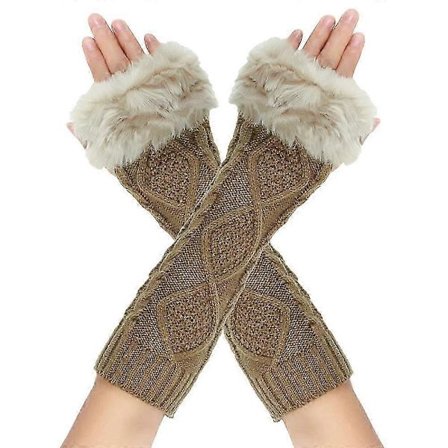 Lange Armvarmere i Faux Pels til Kvinder, Bløde Fingerløse Handsker, Hyggelige Vintertilbehør i Forskellige Farver [DB]