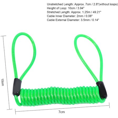 Motorcykelcykel larm skivlås stöldskydd fjäderpåminnelse spole kabel grön
