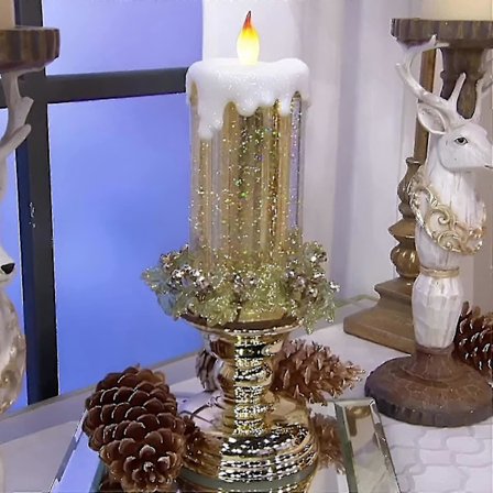 Led-joulukynttilät, 7 värin vaihtoa, USB-ladattava, vedenpitävä pyörivä glitterliekitön kynttilä