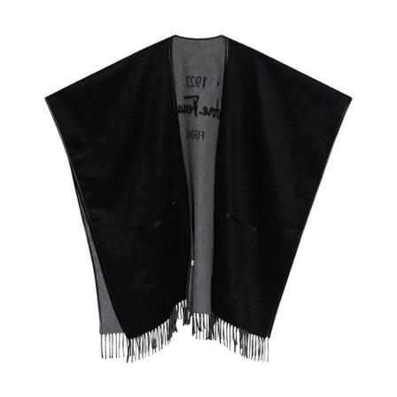Salvatore Ferragamo, Poncho with logo Zwart, Dames, Maat:ONE Size
