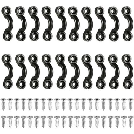 Kajakk fortøyningssett, 20-delt dekk fortøyningsringsett, nylon fortøyningsringer og rustfrie stålskruer, egnet for kanoer, båter og kajakktilbehør