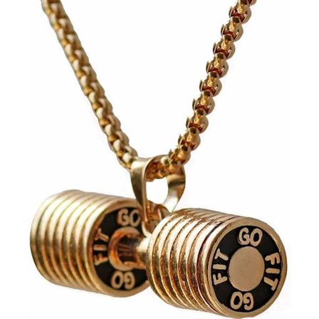 Herre Fitness Gym Hantel Vektløfter Stang Kjede Anheng Halskjede Gull i rustfritt stål