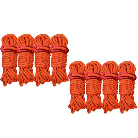 8pcs 8m Camping Reflective Tent Rope Tent Accessories Drawstring Wind Rope Buckle Outdoor Camping Tent Rope Set