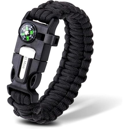 Selviytymisranneke - 5-in-1 Selviytymissetti Tulisydämellä, Kompassilla, Villillä ja Langalla