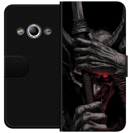 Kompatibelt Lommeboketui til Samsung Galaxy Xcover 3 Mørk fantasibilde av kriger med horn og sverd, dramatisk kunst i svart og rødt