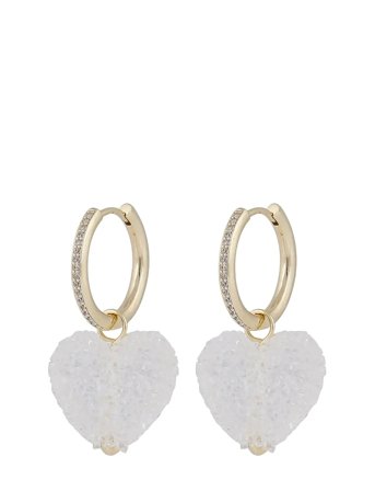 Sugar Hearts Pendant Ear G/Clear - Accessories Jewellery Earrings Hoops Gold SNÖ Of Sweden