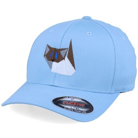 Origami - Blå flexfit Keps - Paper Ragdoll Cat Carolina Blue Flexfit @ Hatstore