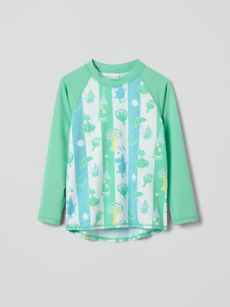 Polarn O. Pyret - Long-sleeved UV top with Moomin print - 86|92 - Childrenswear - green