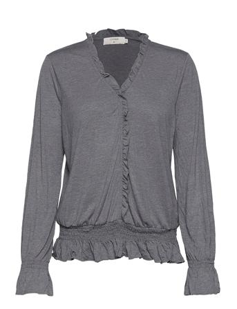 Naviecr Ls T-Shirt Bluse Langermet Grå Cream*Betinget Tilbud