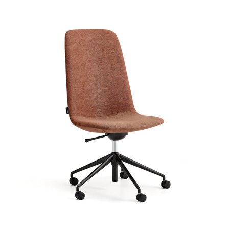 Chair LANGLEY, mid-height seat, wheeled, black/copper