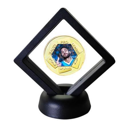 Saudi Premier League minnemynter i metall med fotballstjernene C Ronaldo, Benzema og Neymar – en perfekt gave til høytiden Display Rack Neymar